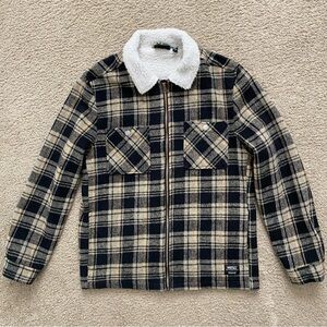 WeSC Liam Plaid Shirt Jacket Fleece Full Zip Large